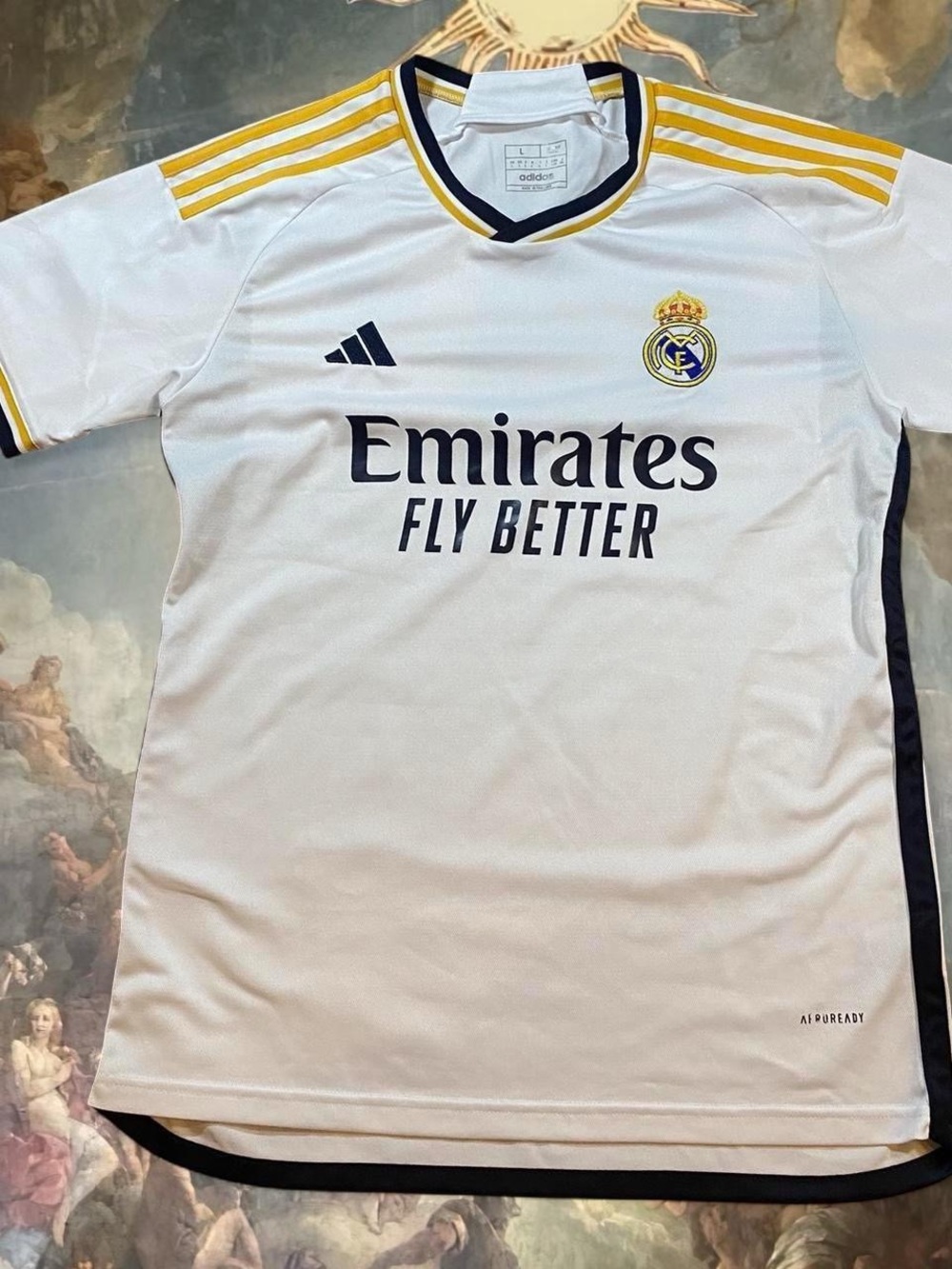 adidas White Jersey with Navy & Gold Accents